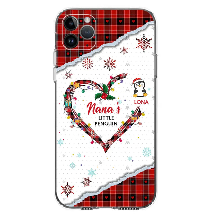 Personalized Christmas Nana Phone Case - Gift Idea For Grandma - Upto 10 Penguins -  Case For iPhone/Samsung