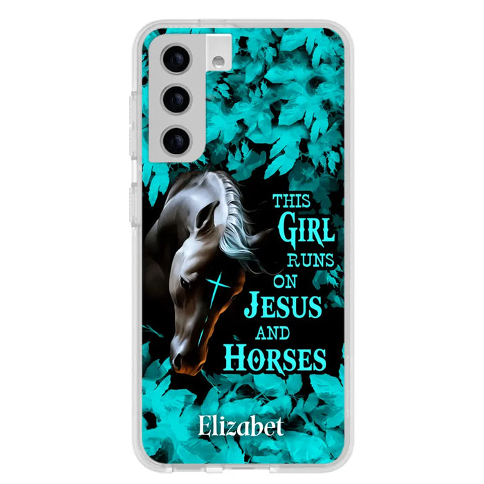 Custom Personalized Horse Girl Phone case - Case For iPhone And Samsung - This Girl Runs On Jesus And Horses