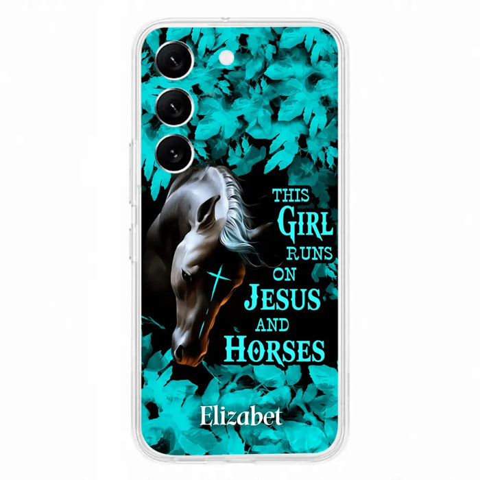 Custom Personalized Horse Girl Phone case - Case For iPhone And Samsung - This Girl Runs On Jesus And Horses