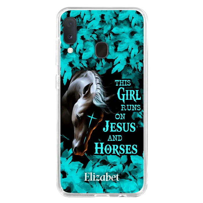 Custom Personalized Horse Girl Phone case - Case For iPhone And Samsung - This Girl Runs On Jesus And Horses