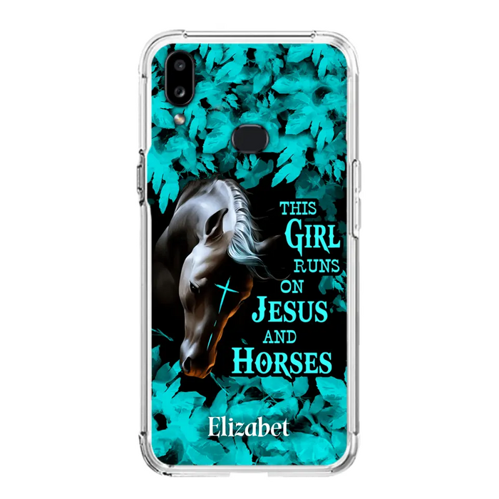 Custom Personalized Horse Girl Phone case - Case For iPhone And Samsung - This Girl Runs On Jesus And Horses