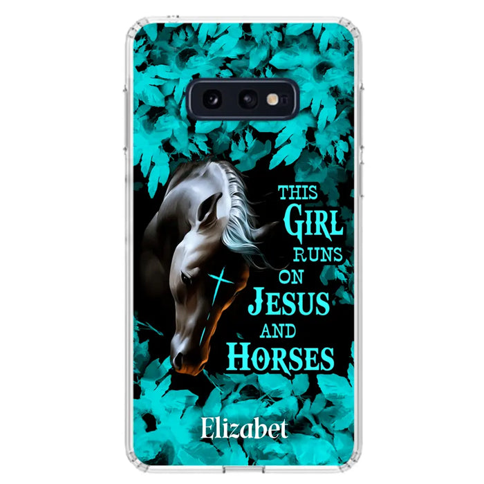 Custom Personalized Horse Girl Phone case - Case For iPhone And Samsung - This Girl Runs On Jesus And Horses