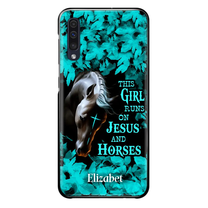 Custom Personalized Horse Girl Phone case - Case For iPhone And Samsung - This Girl Runs On Jesus And Horses