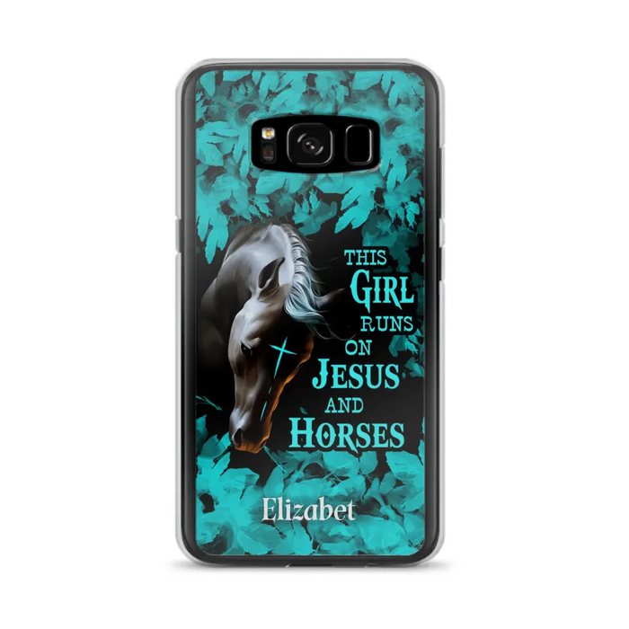 Custom Personalized Horse Girl Phone case - Case For iPhone And Samsung - This Girl Runs On Jesus And Horses