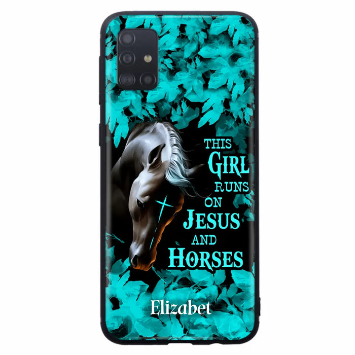 Custom Personalized Horse Girl Phone case - Case For iPhone And Samsung - This Girl Runs On Jesus And Horses