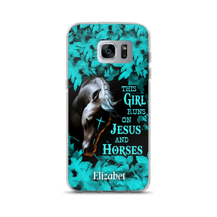 Custom Personalized Horse Girl Phone case - Case For iPhone And Samsung - This Girl Runs On Jesus And Horses