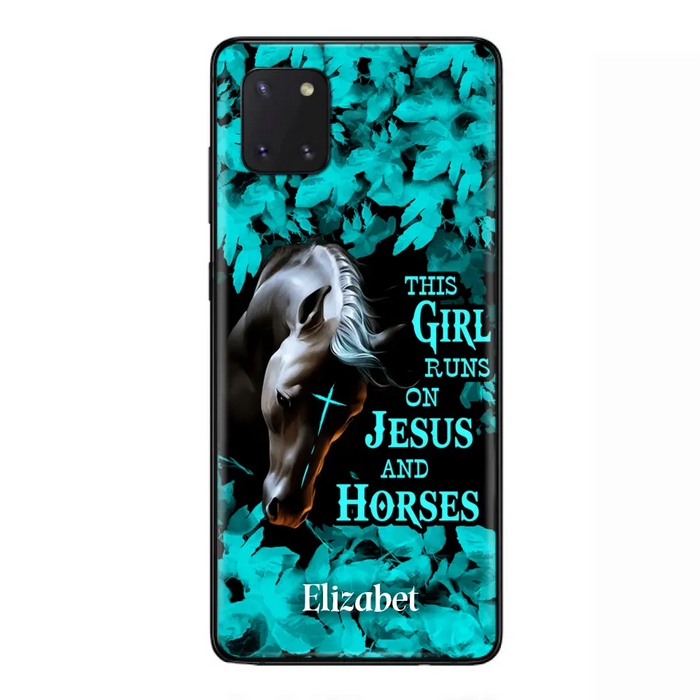 Custom Personalized Horse Girl Phone case - Case For iPhone And Samsung - This Girl Runs On Jesus And Horses