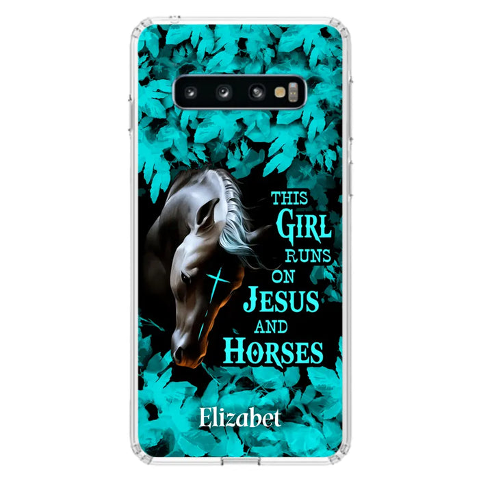 Custom Personalized Horse Girl Phone case - Case For iPhone And Samsung - This Girl Runs On Jesus And Horses