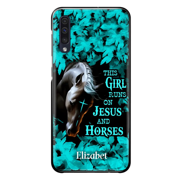 Custom Personalized Horse Girl Phone case - Case For iPhone And Samsung - This Girl Runs On Jesus And Horses