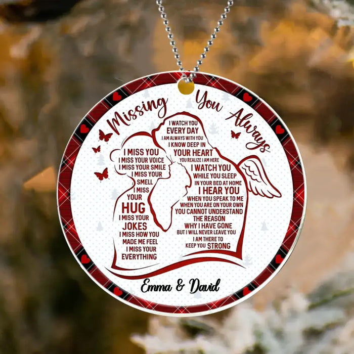 Personalized Couple Circle Acrylic Ornament - Memorial Gift Idea For Couple - Missing You Always I Miss Your Voice