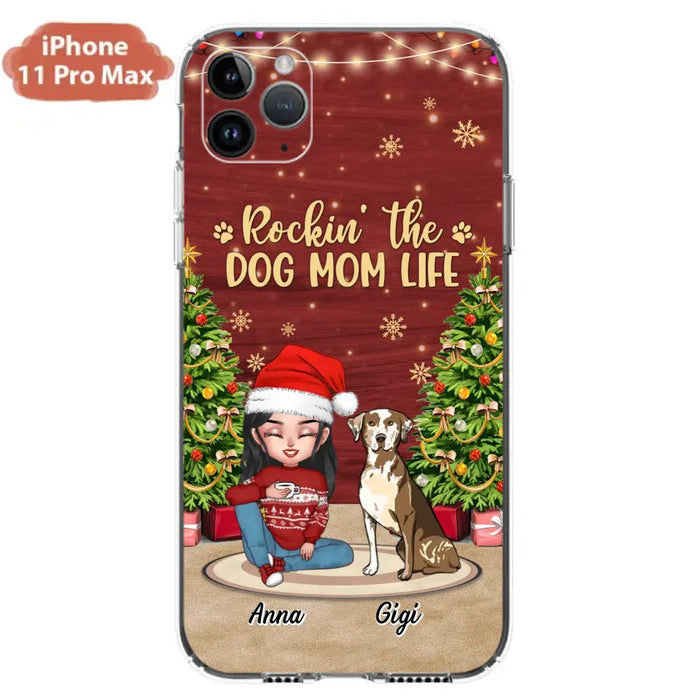 Custom Personalized Dog Mom iPhone/ Samsung Case - Christmas Gift Idea For Dogs Lovers - Upto 4 Dogs - Rockin' The Dog Mom Life