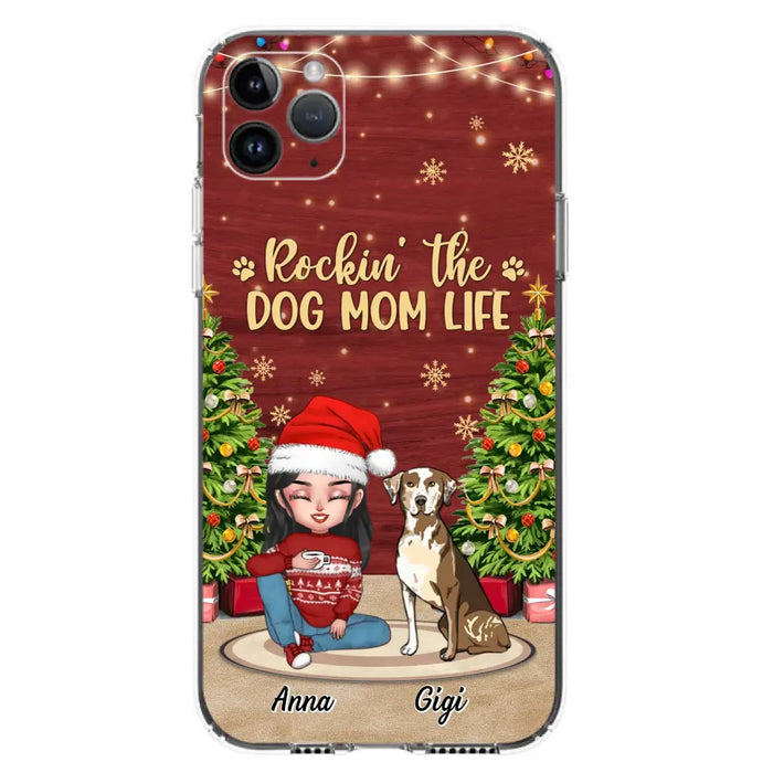 Custom Personalized Dog Mom iPhone/ Samsung Case - Christmas Gift Idea For Dogs Lovers - Upto 4 Dogs - Rockin' The Dog Mom Life