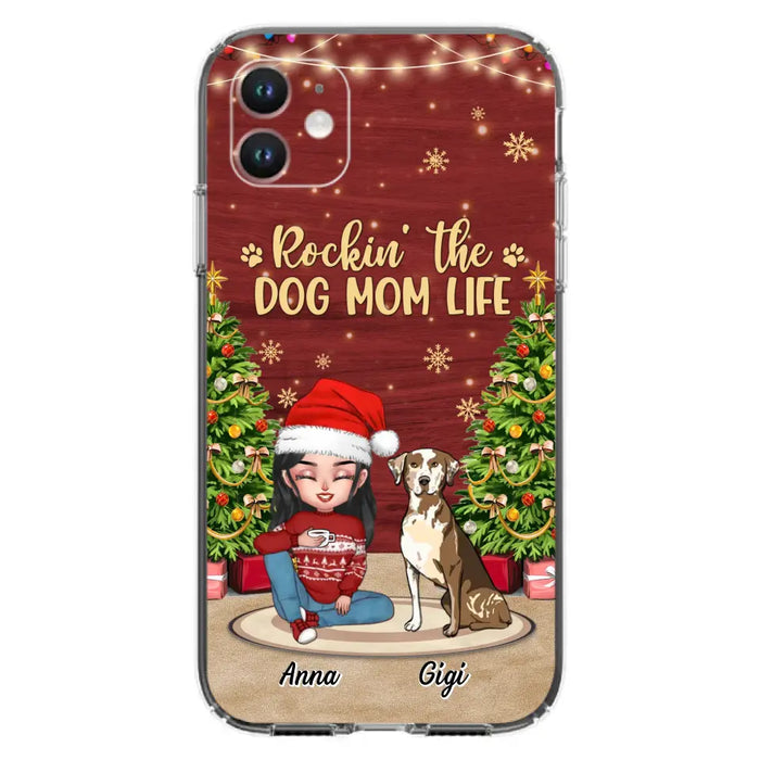 Custom Personalized Dog Mom iPhone/ Samsung Case - Christmas Gift Idea For Dogs Lovers - Upto 4 Dogs - Rockin' The Dog Mom Life