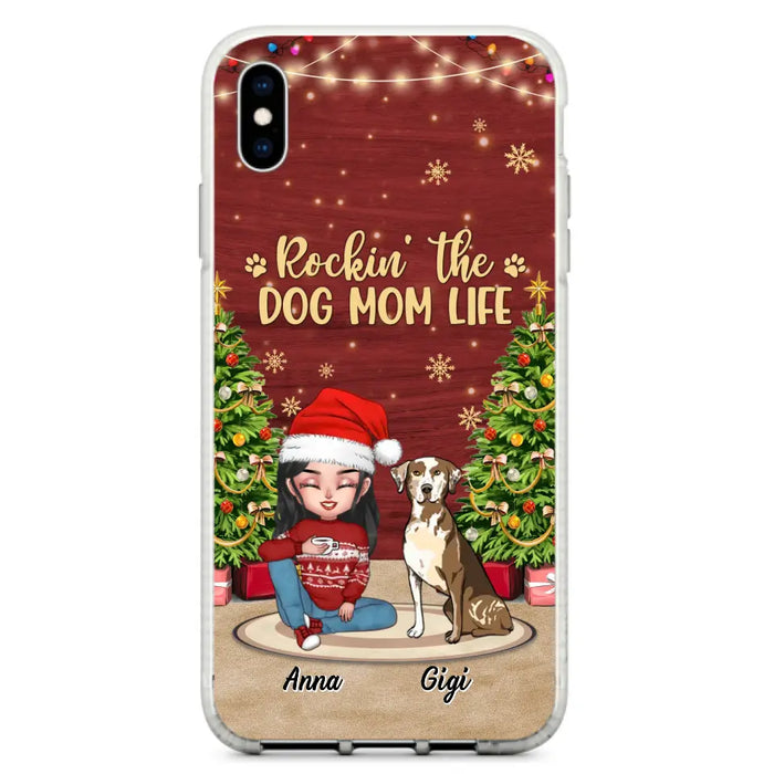 Custom Personalized Dog Mom iPhone/ Samsung Case - Christmas Gift Idea For Dogs Lovers - Upto 4 Dogs - Rockin' The Dog Mom Life