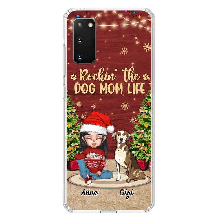 Custom Personalized Dog Mom iPhone/ Samsung Case - Christmas Gift Idea For Dogs Lovers - Upto 4 Dogs - Rockin' The Dog Mom Life