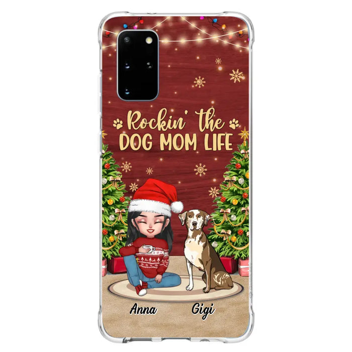 Custom Personalized Dog Mom iPhone/ Samsung Case - Christmas Gift Idea For Dogs Lovers - Upto 4 Dogs - Rockin' The Dog Mom Life