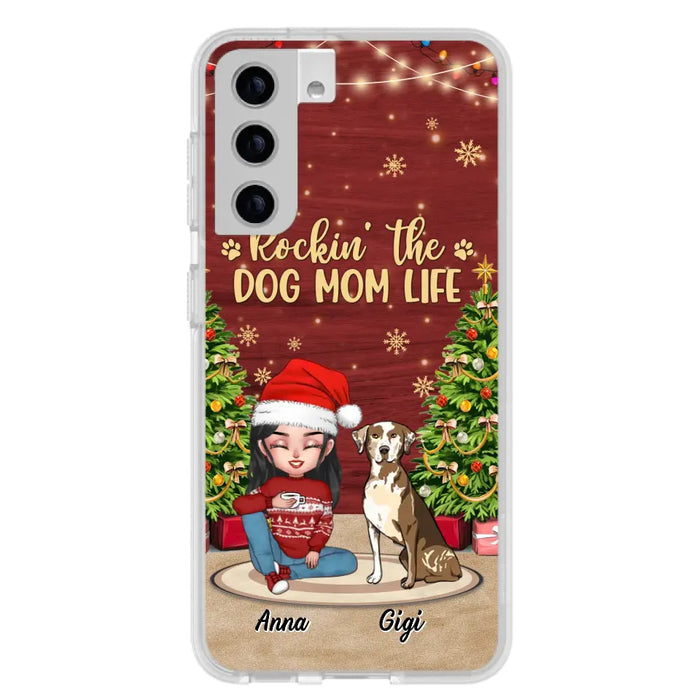 Custom Personalized Dog Mom iPhone/ Samsung Case - Christmas Gift Idea For Dogs Lovers - Upto 4 Dogs - Rockin' The Dog Mom Life