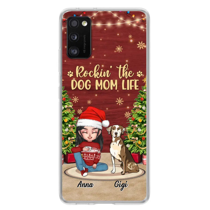 Custom Personalized Dog Mom iPhone/ Samsung Case - Christmas Gift Idea For Dogs Lovers - Upto 4 Dogs - Rockin' The Dog Mom Life