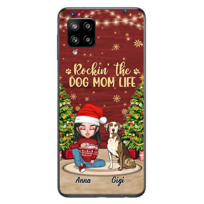 Custom Personalized Dog Mom iPhone/ Samsung Case - Christmas Gift Idea For Dogs Lovers - Upto 4 Dogs - Rockin' The Dog Mom Life