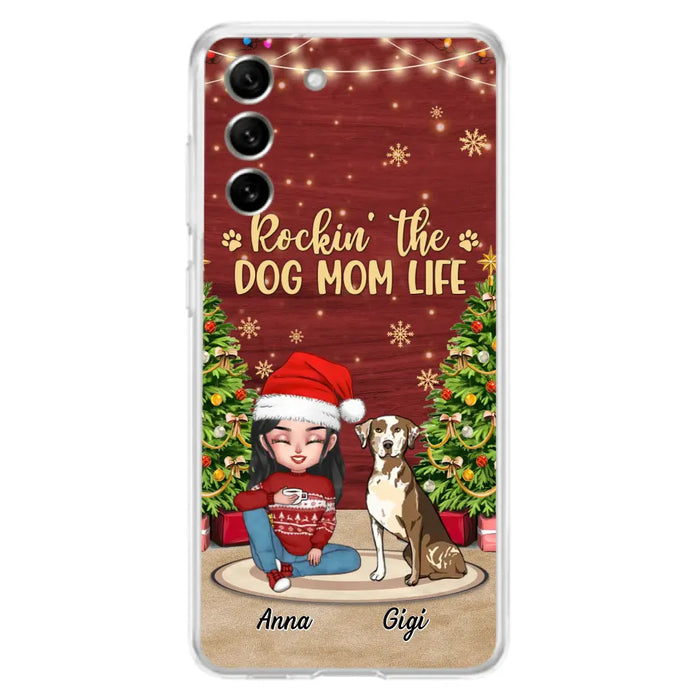 Custom Personalized Dog Mom iPhone/ Samsung Case - Christmas Gift Idea For Dogs Lovers - Upto 4 Dogs - Rockin' The Dog Mom Life