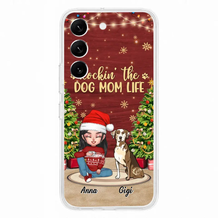 Custom Personalized Dog Mom iPhone/ Samsung Case - Christmas Gift Idea For Dogs Lovers - Upto 4 Dogs - Rockin' The Dog Mom Life