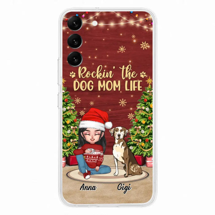 Custom Personalized Dog Mom iPhone/ Samsung Case - Christmas Gift Idea For Dogs Lovers - Upto 4 Dogs - Rockin' The Dog Mom Life