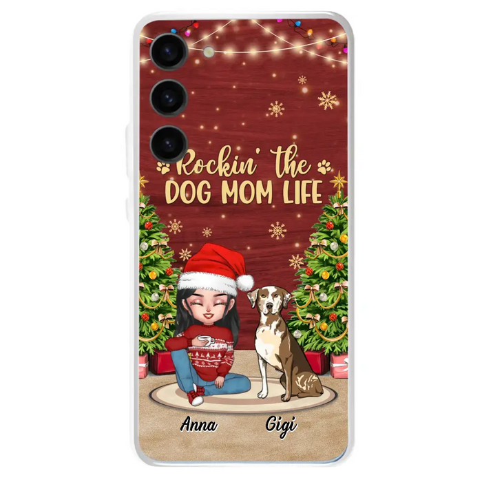 Custom Personalized Dog Mom iPhone/ Samsung Case - Christmas Gift Idea For Dogs Lovers - Upto 4 Dogs - Rockin' The Dog Mom Life