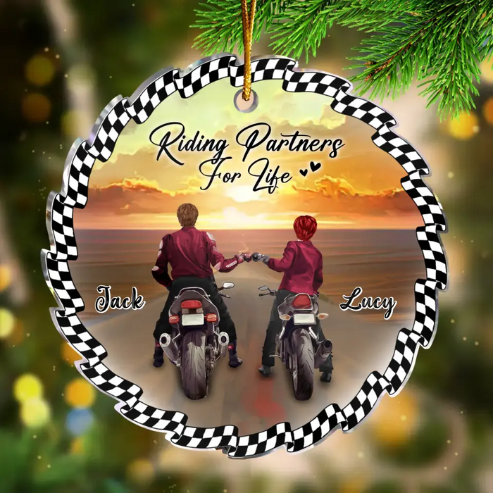 Riding Partners For Life - Personalized Custom Acrylic Ornament - Gift Idea For Christmas/ Couple/ Biker Lover