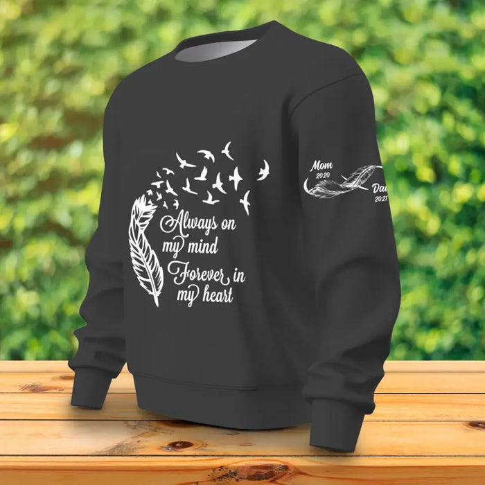 Custom Personalized Always On My Mind Forever In My Heart AOP Sweater - Custom Name - Memorial Gift Idea