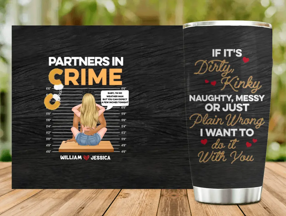 Custom Personalized Couple Tumbler - Gift Idea For Couple/Valentines Day - Partners In Crime