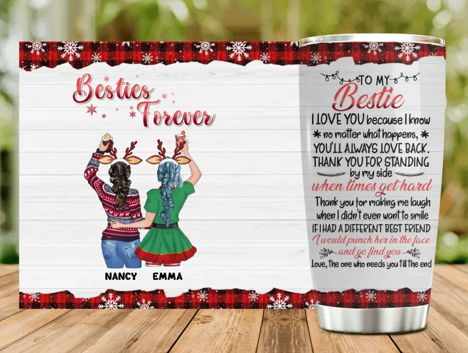 Custom Personalized Besties Tumbler - Christmas Gift Idea for Sisters/Friends/Besties - Besties Forever