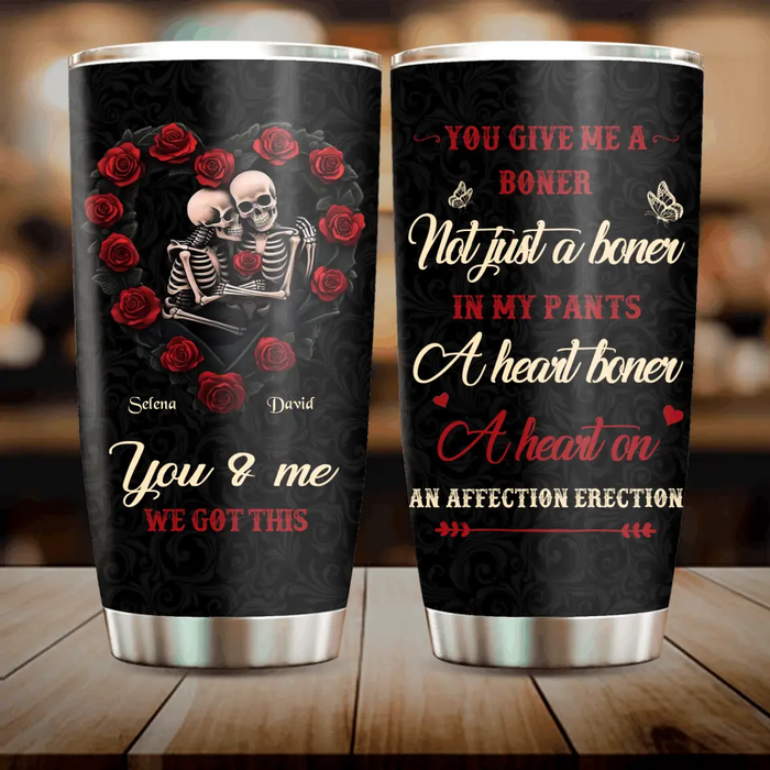 Custom Personalized Skull Couple Tumbler - Gift Idea For Couple/ Him/ Her - You & Me We Got This