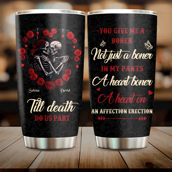 Custom Personalized Skull Couple Tumbler - Gift Idea For Couple/ Him/ Her - Till Death Do Us Part