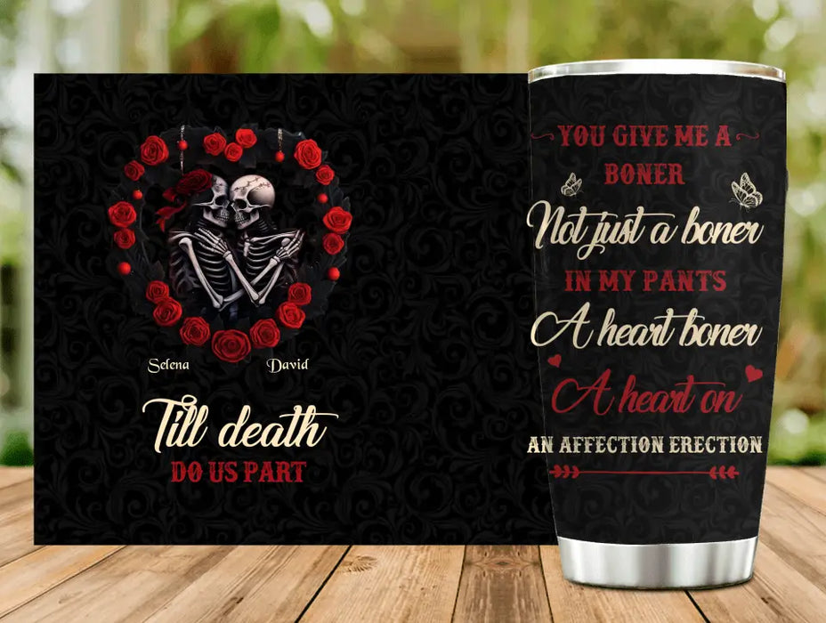 Custom Personalized Skull Couple Tumbler - Gift Idea For Couple/ Him/ Her - Till Death Do Us Part