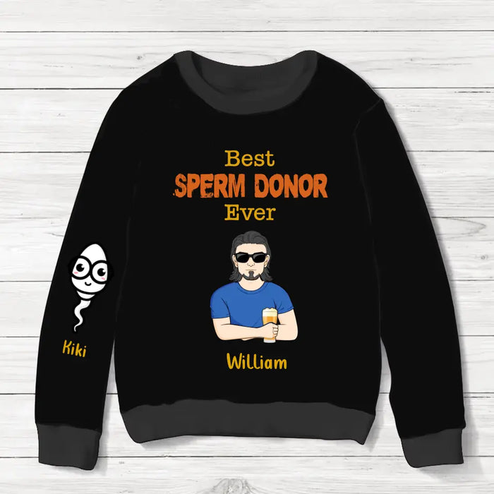 Personalized Father AOP Sweater - Up to 6 Children - Christmas Gift Idea for Father - Best Sperm Donor Ever