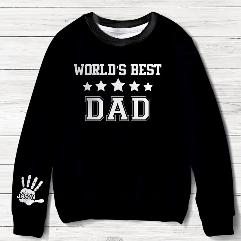 Personalized World's Best Dad AOP Sweater - Custom Nickname With Up to 10 Kids - Christmas Gift Idea for Father/Grandpa