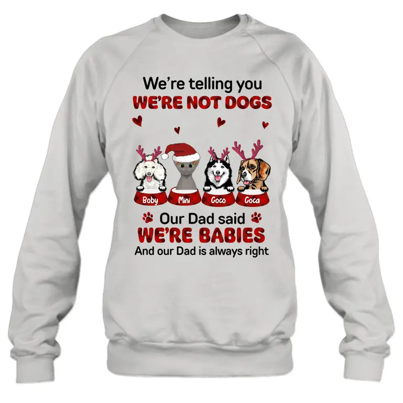 Personalized Pet Shirt/Hoodie - Gift Idea For Pet Lovers - Up to 4 Pets/Cats/Dogs - We're Telling You We're Not Dogs