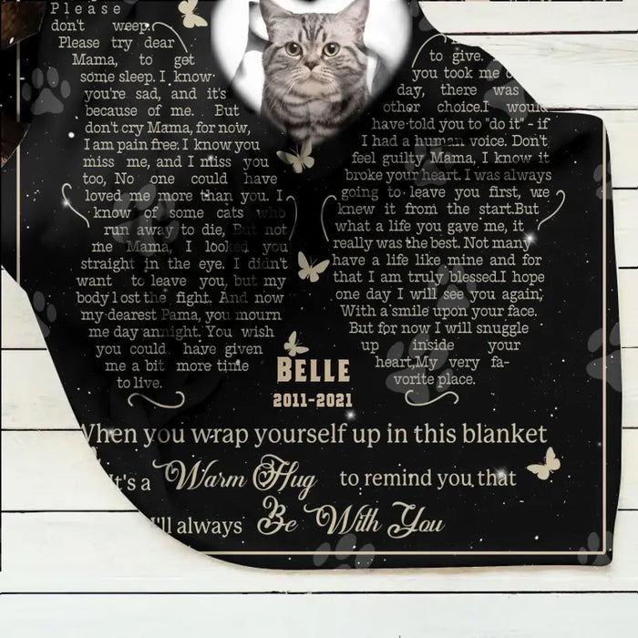 Personalized Memorial Single Layer Fleece/ Quilt Blanket - Memorial Gift Idea For Pet Lover - Upload Photo - Don't Cry Sweet Mama