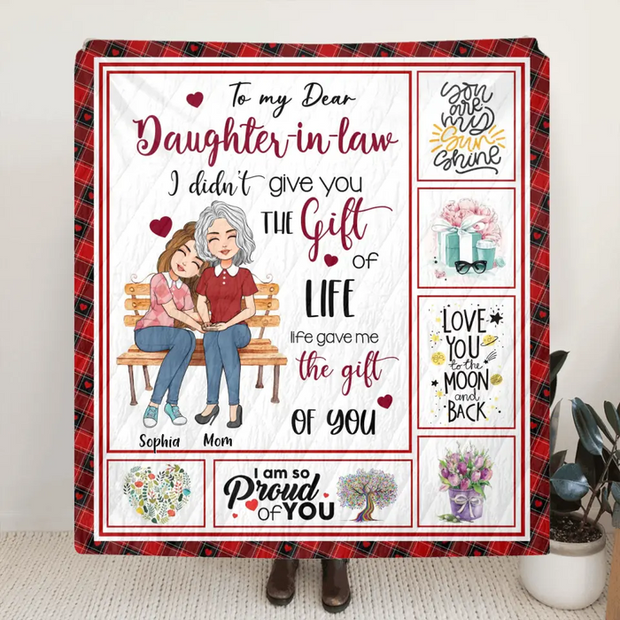 Custom Personalized Mom & Daughter Quilt/Single Layer Fleece Blanket - Best Gift Idea For Daughter-To My Dear Daughter-In-Laws