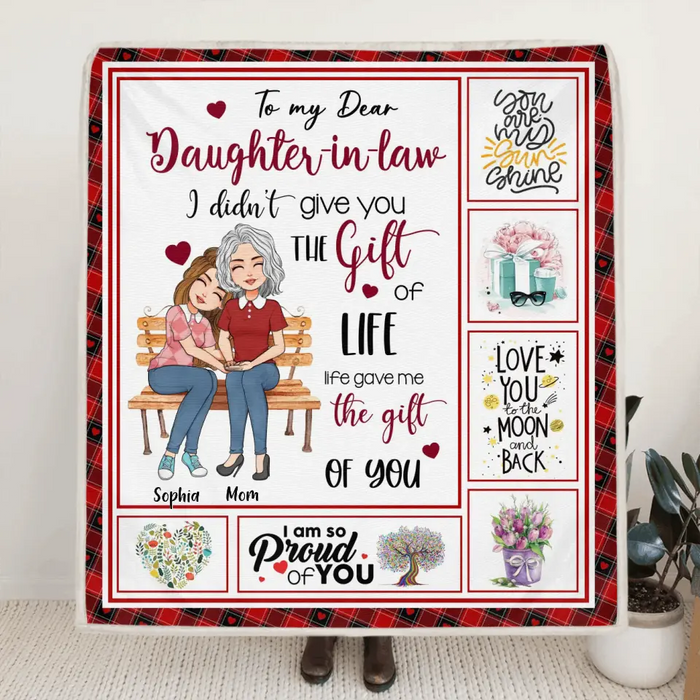 Custom Personalized Mom & Daughter Quilt/Single Layer Fleece Blanket - Best Gift Idea For Daughter-To My Dear Daughter-In-Laws