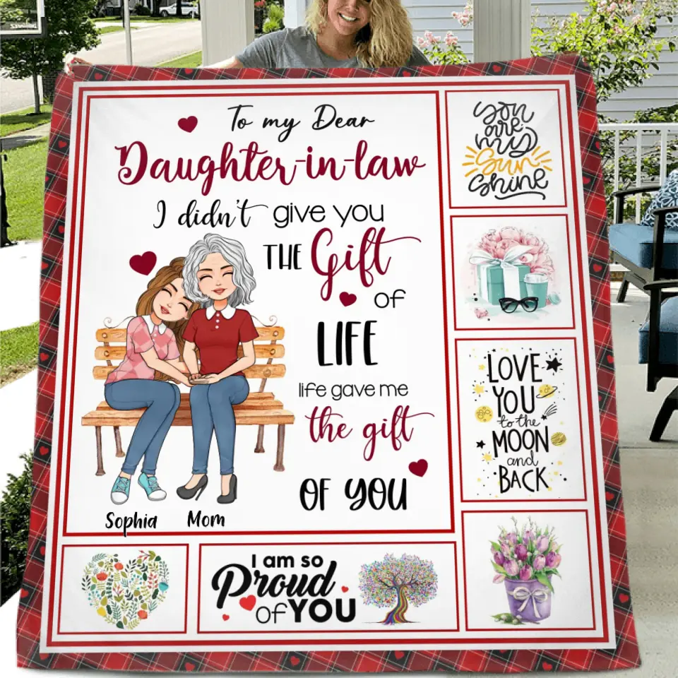 Personalized Mom & Daughter Quilt/Fleece Throw Blanket - Mother's Day Gift Idea To Mom - Thanks Mom It Turned Out Awesome