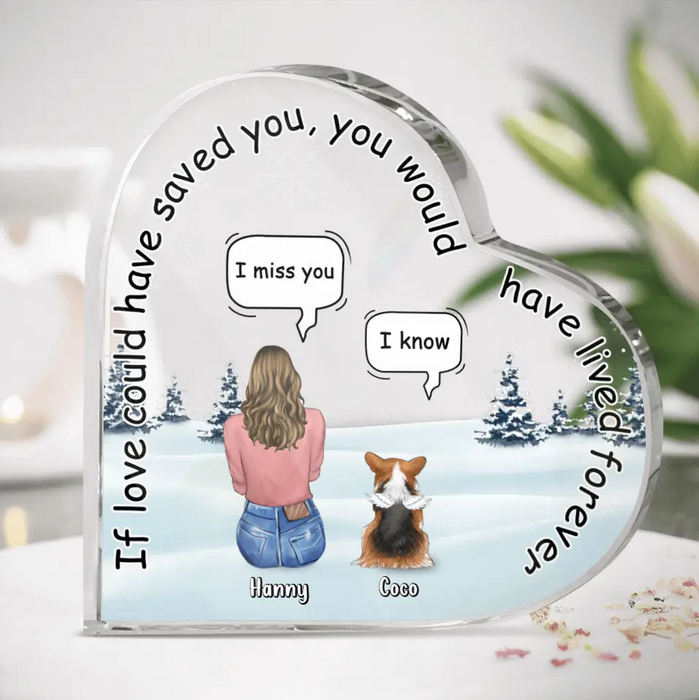 Custom Personalized Memorial Pet Crystal Heart - Adult/ Couple/ Family With Upto 4 Pets - Gift Idea For Couple/Dog/Cat Lover - If Love Could Have Saved You You Would Have Lived Forever