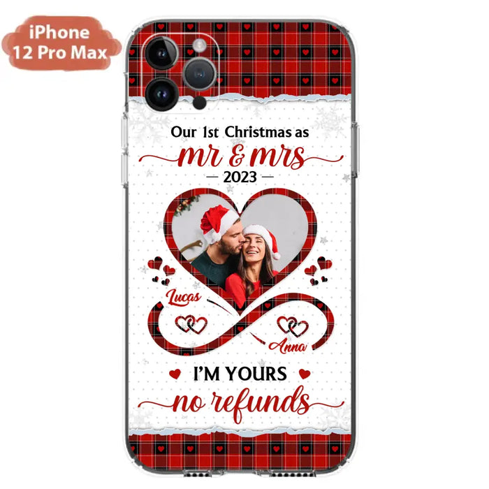 Custom Personalized Couple Photo Phone Case - Christmas Gift Idea For Couple/ Him/ Her - Our 1st Christmas As Mr & Mrs - Case For iPhone/Samsung