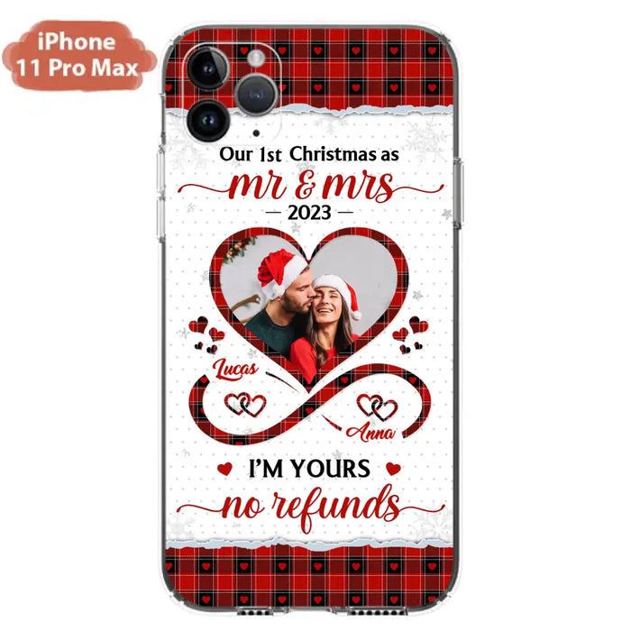 Custom Personalized Couple Photo Phone Case - Christmas Gift Idea For Couple/ Him/ Her - Our 1st Christmas As Mr & Mrs - Case For iPhone/Samsung