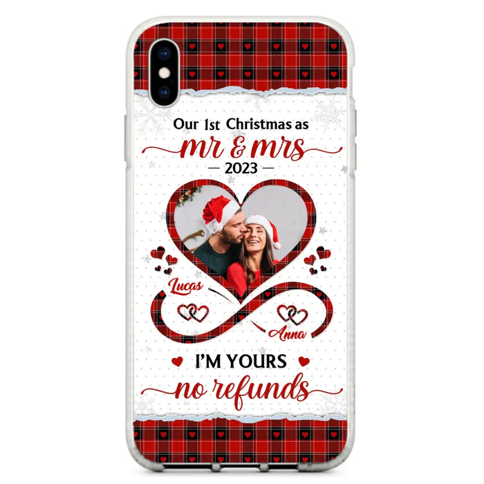 Custom Personalized Couple Photo Phone Case - Christmas Gift Idea For Couple/ Him/ Her - Our 1st Christmas As Mr & Mrs - Case For iPhone/Samsung