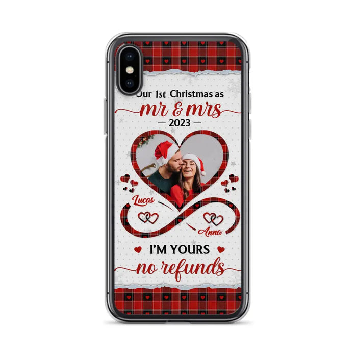 Custom Personalized Couple Photo Phone Case - Christmas Gift Idea For Couple/ Him/ Her - Our 1st Christmas As Mr & Mrs - Case For iPhone/Samsung