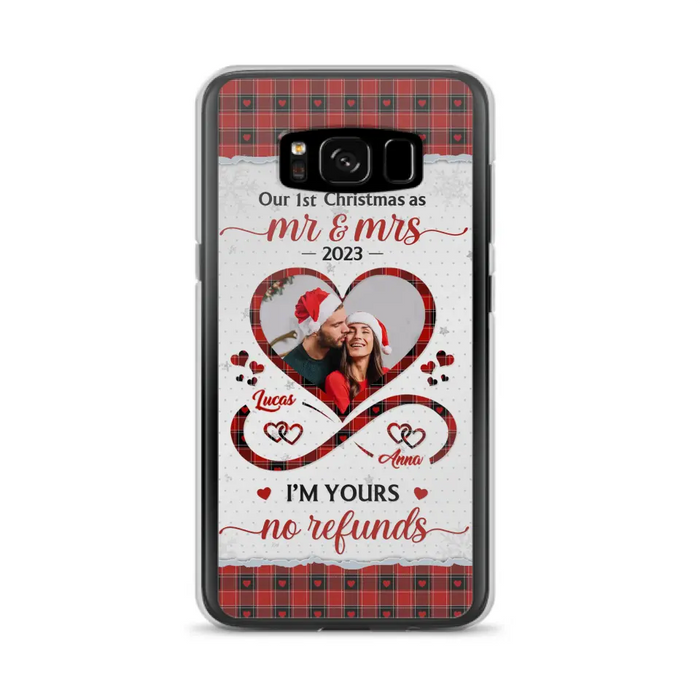 Custom Personalized Couple Photo Phone Case - Christmas Gift Idea For Couple/ Him/ Her - Our 1st Christmas As Mr & Mrs - Case For iPhone/Samsung