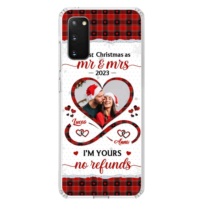 Custom Personalized Couple Photo Phone Case - Christmas Gift Idea For Couple/ Him/ Her - Our 1st Christmas As Mr & Mrs - Case For iPhone/Samsung