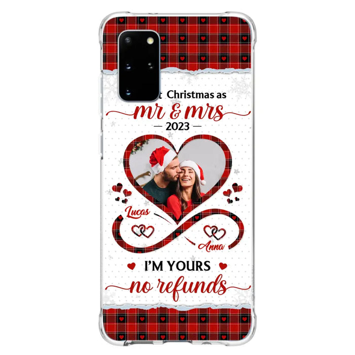 Custom Personalized Couple Photo Phone Case - Christmas Gift Idea For Couple/ Him/ Her - Our 1st Christmas As Mr & Mrs - Case For iPhone/Samsung