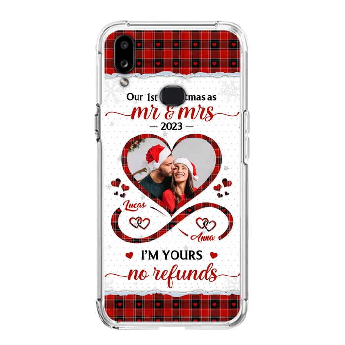 Custom Personalized Couple Photo Phone Case - Christmas Gift Idea For Couple/ Him/ Her - Our 1st Christmas As Mr & Mrs - Case For iPhone/Samsung